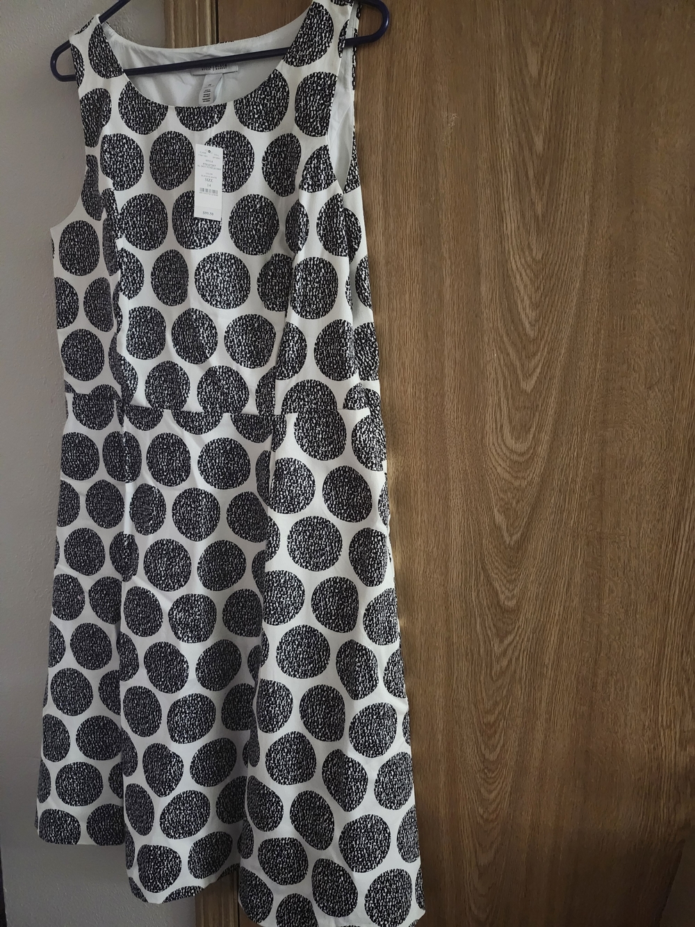 White House Black Market Black and White Polka Dot Midi Dress Nwot